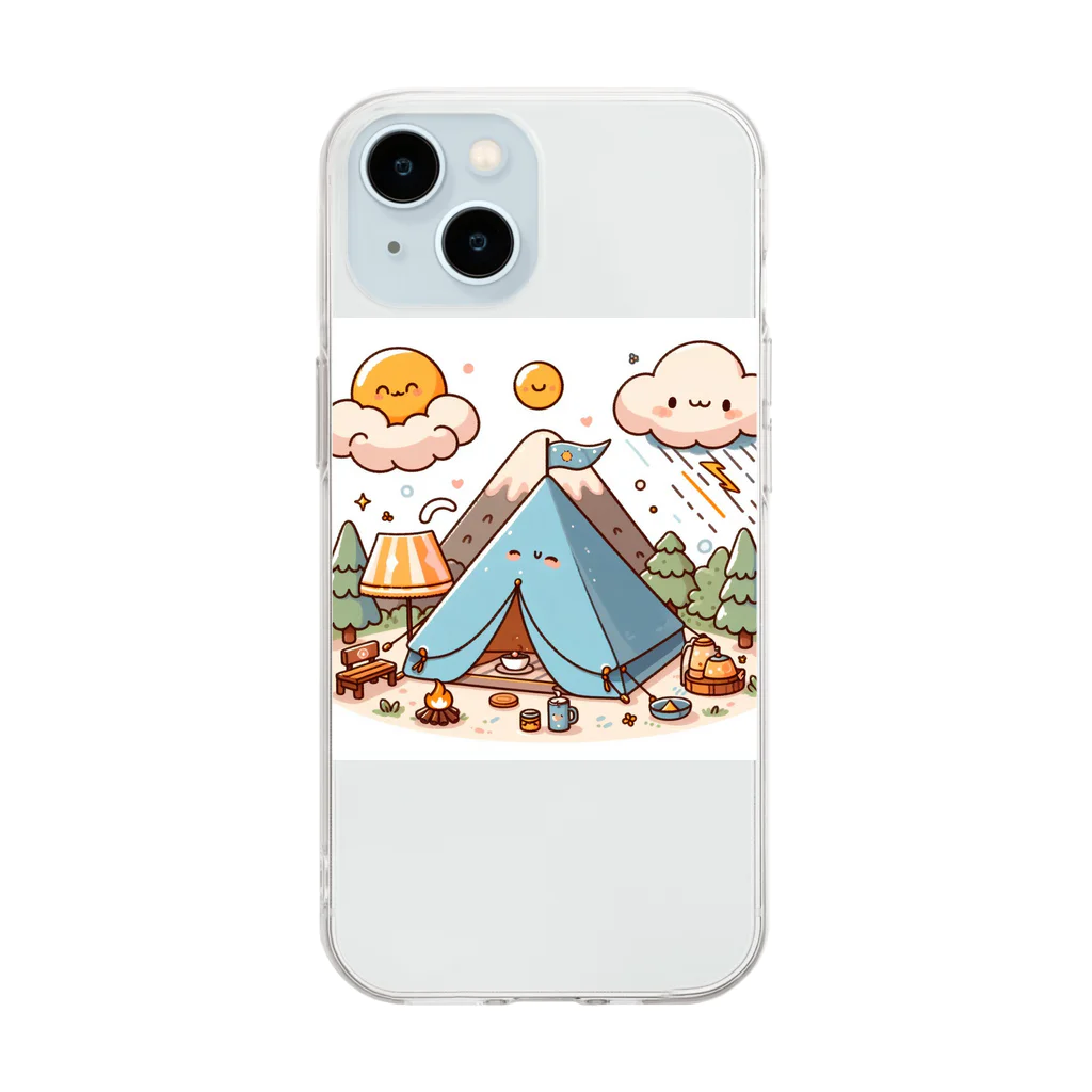 さちキャン(p)@さちcam(p)の青いテントで山キャンプ♪ドキドキ天気♪ Soft Clear Smartphone Case