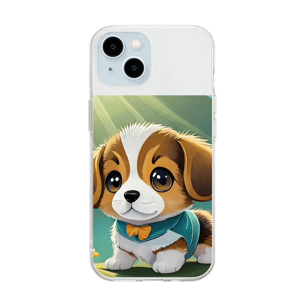 InkCraftsのかわいい子犬 Soft Clear Smartphone Case