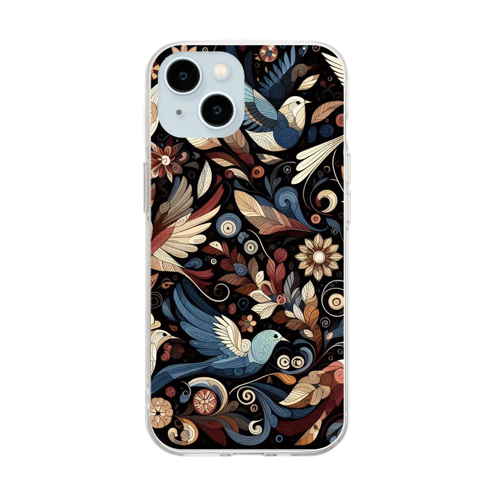 BONZEWORKSの花と鳥1 Soft Clear Smartphone Case