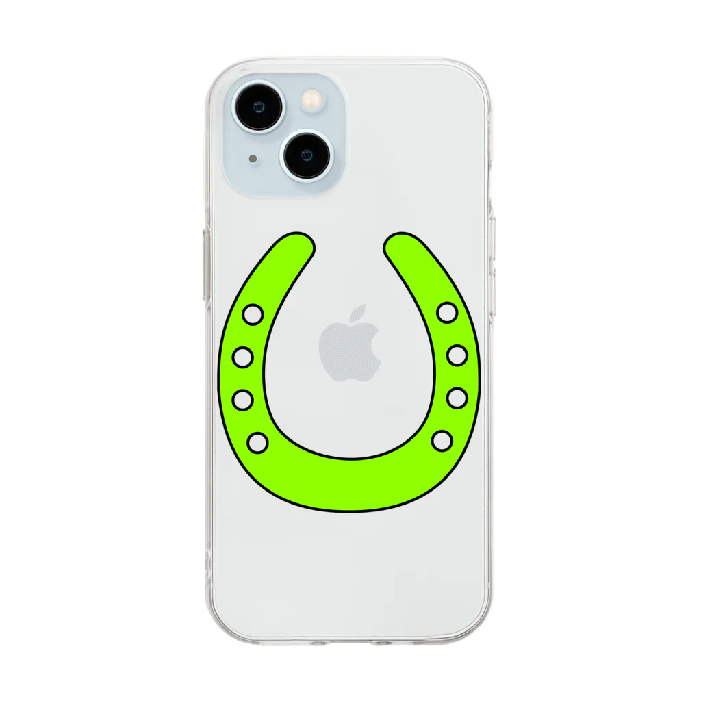 umajoの馬蹄（ホースシュー）Yellow Green Soft Clear Smartphone Case