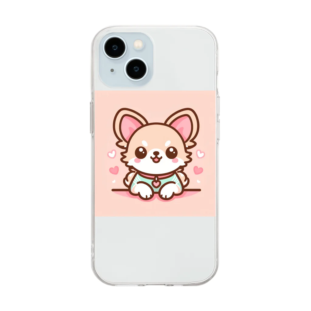 チワワのすももdear.moのしっぽフリフリチワワちゃん Soft Clear Smartphone Case