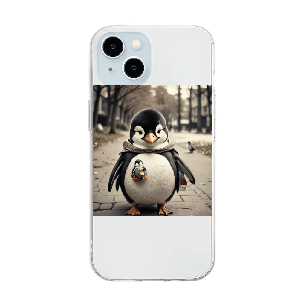 Mt_hatakeのお出かけペンギン Soft Clear Smartphone Case