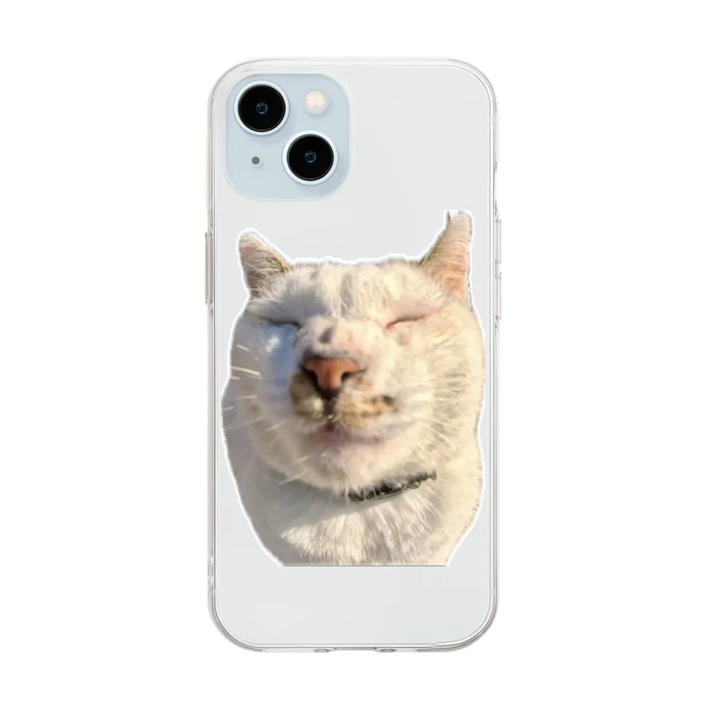 猫島のじかんのたまらない島猫のどアップ顔グッズ① Soft Clear Smartphone Case