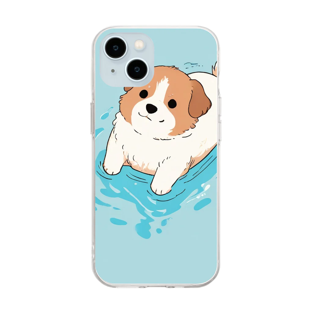 ganeshaのかわいい犬のバックグラウン Soft Clear Smartphone Case