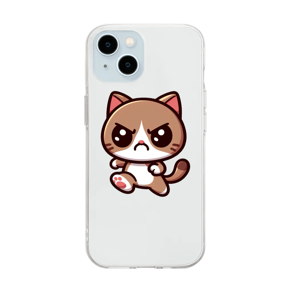 @猫グッズ製作所のかわいい猫のヤンチャまる2 Soft Clear Smartphone Case