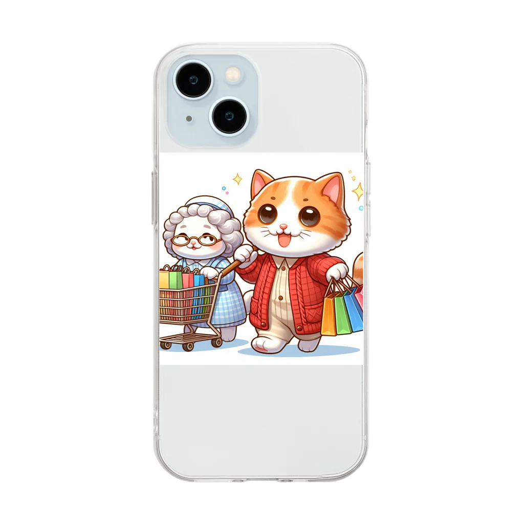 アミュペンのかわいい猫ちゃんと一緒にお買い物🐱💼  Soft Clear Smartphone Case