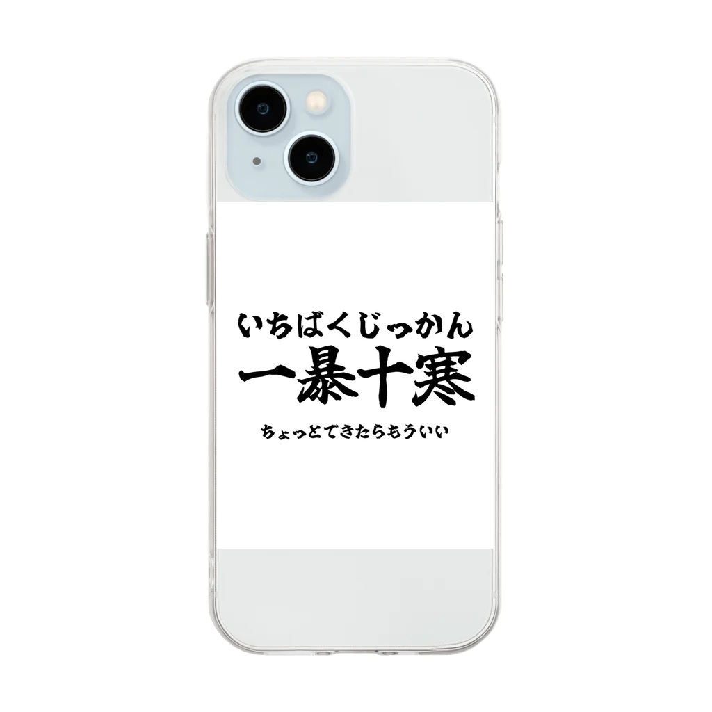 四字熟語屋さんの漢字Tシャツ　一暴十寒 Soft Clear Smartphone Case