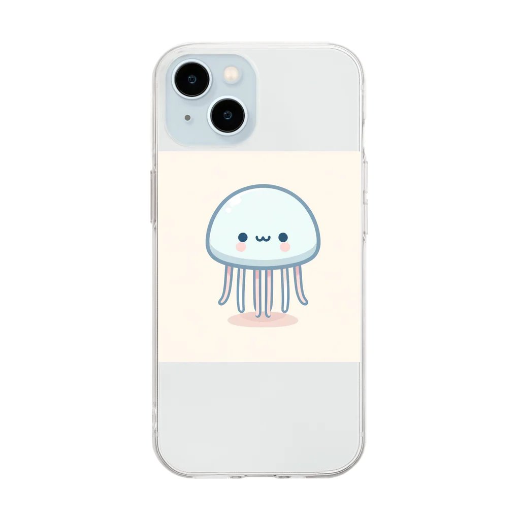 わくわく海の雑貨屋のゆるゆるクラゲちゃん Soft Clear Smartphone Case