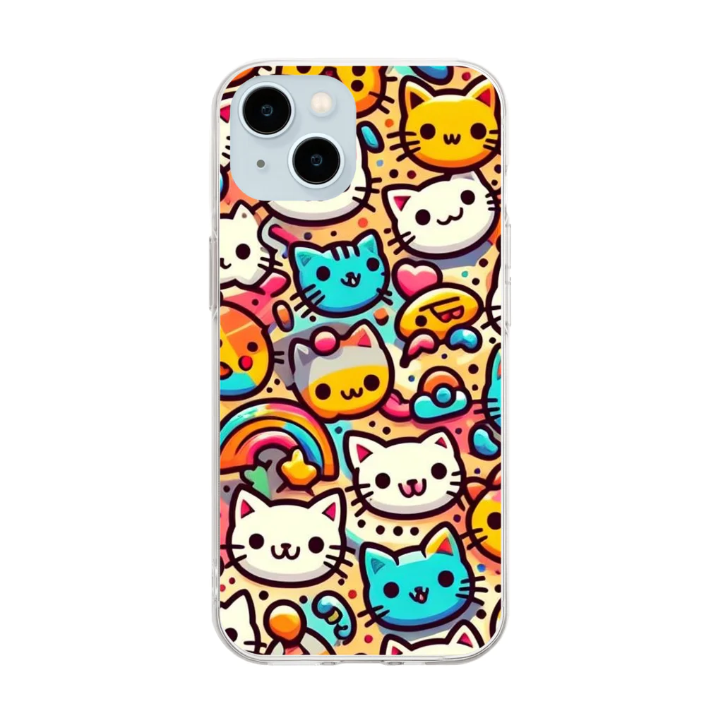 猫猫’ズのニャンとも猫まみれスマホケース【その3】 Soft Clear Smartphone Case