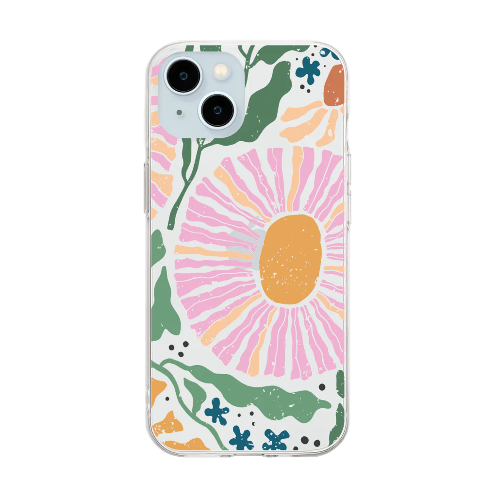 NatureDesignStoreのNO RAIN,NO FLOWER Soft Clear Smartphone Case