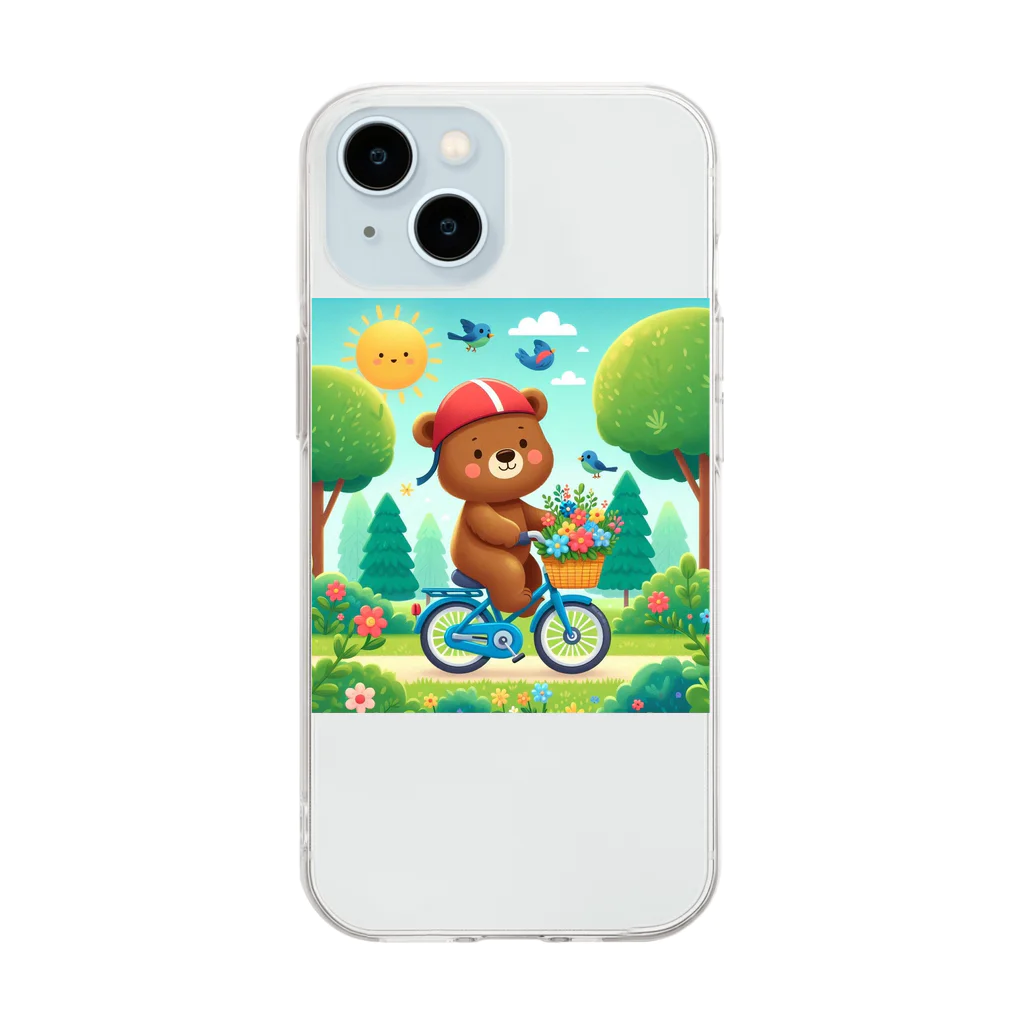 はむはむの自転車に乗ったクマ　人気アイテム　かわいい Soft Clear Smartphone Case