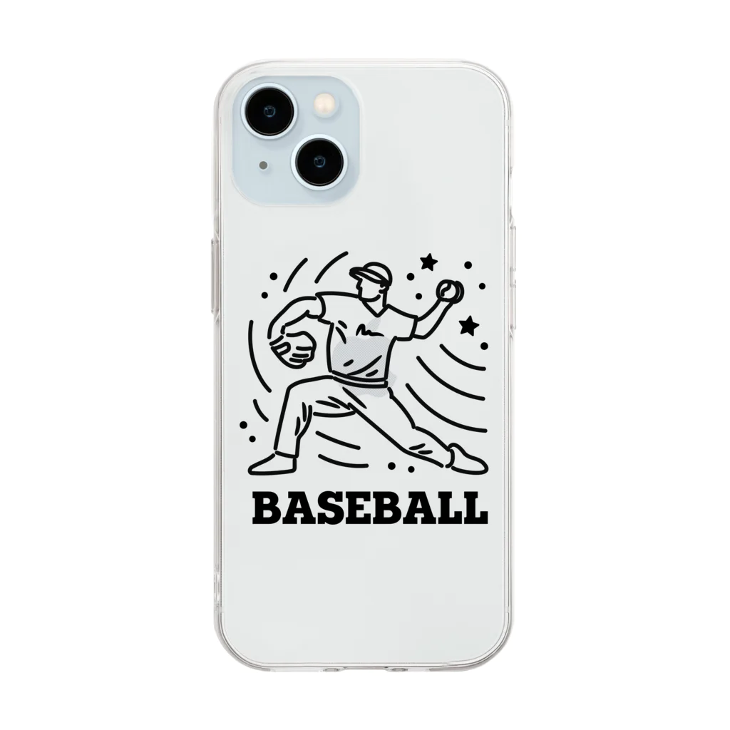 nndesignのBASEBALL LEFT PITCHER Soft Clear Smartphone Case