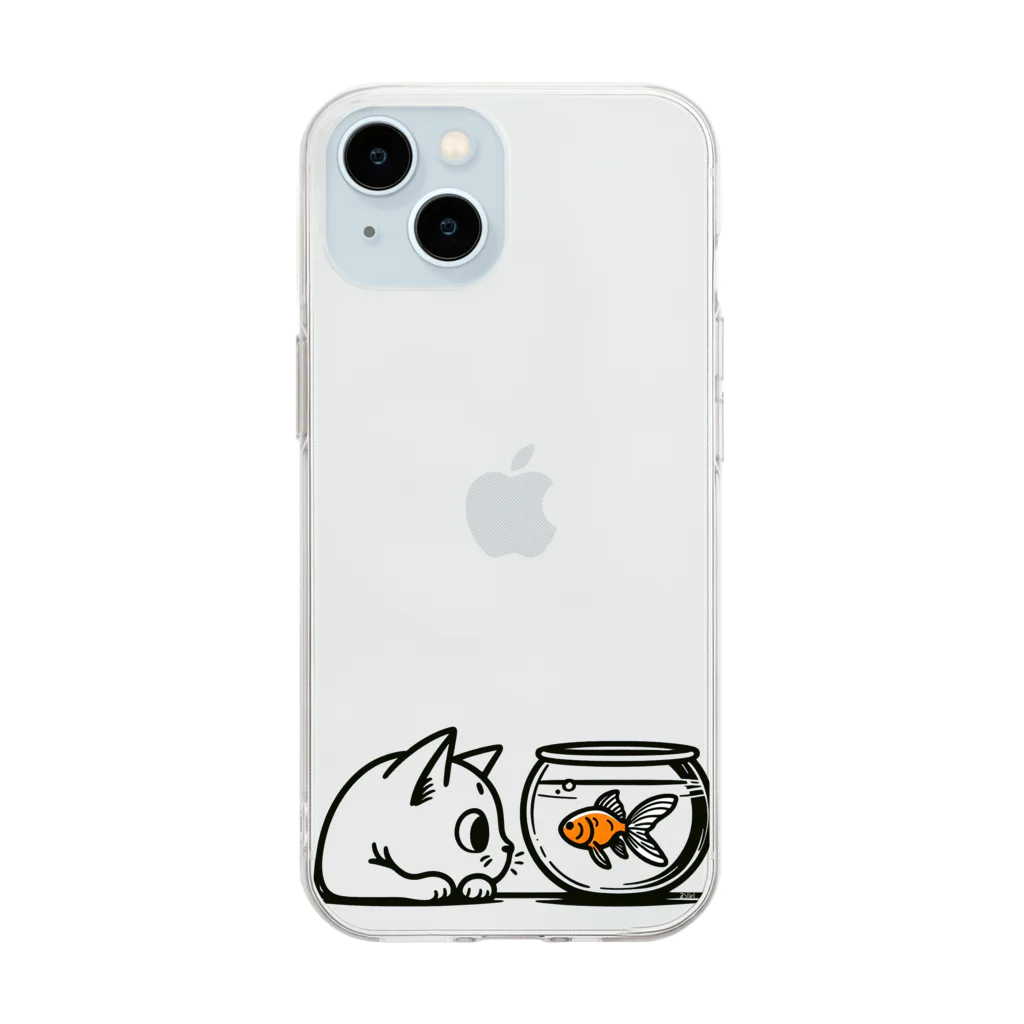 lblの猫と金魚 Soft Clear Smartphone Case