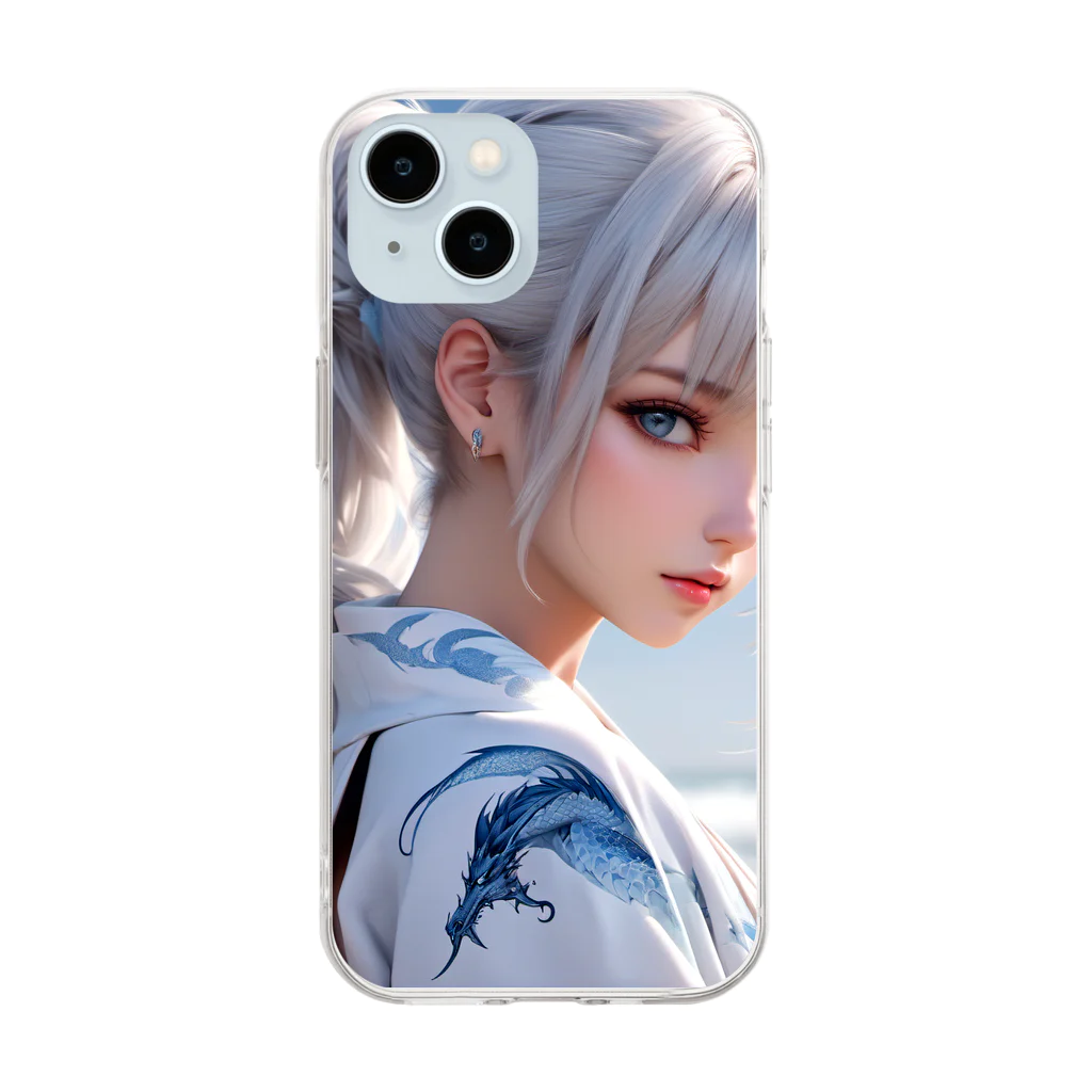 スカ次郎ショップの白髪和服美女シリーズ0001 Soft Clear Smartphone Case