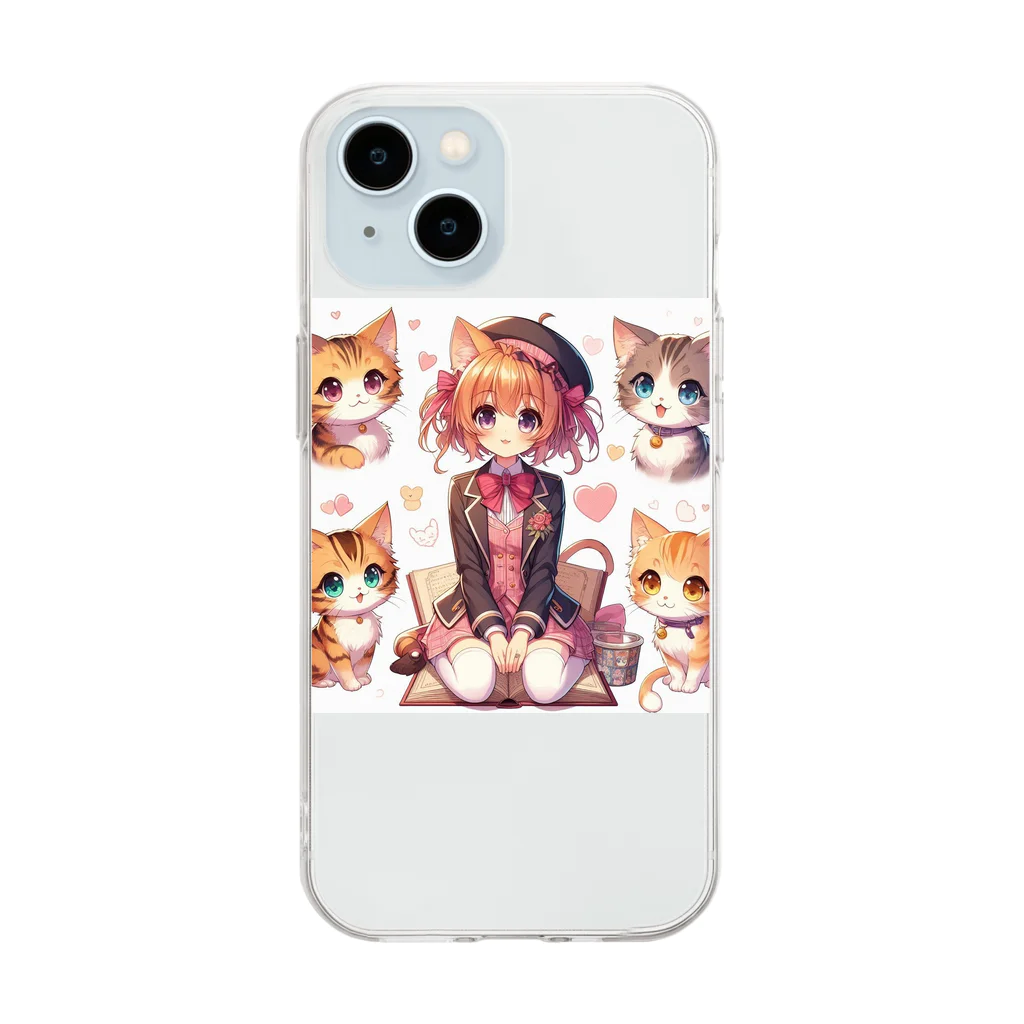 ウツボちゃんの大好きな猫に囲まれて Soft Clear Smartphone Case