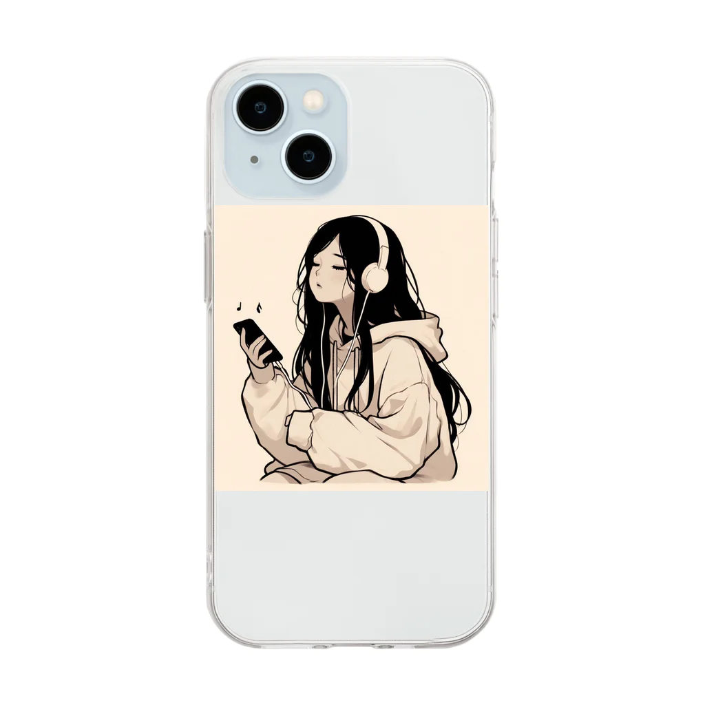 amechan0811のThe girl who listens to music2 Soft Clear Smartphone Case