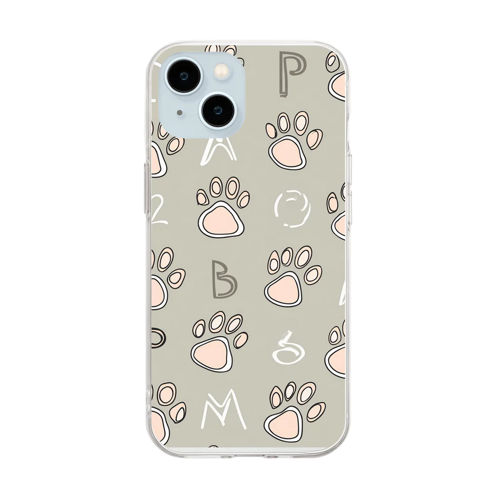 癒しの部屋🐾໒꒱のCute 肉球🐾 Soft Clear Smartphone Case