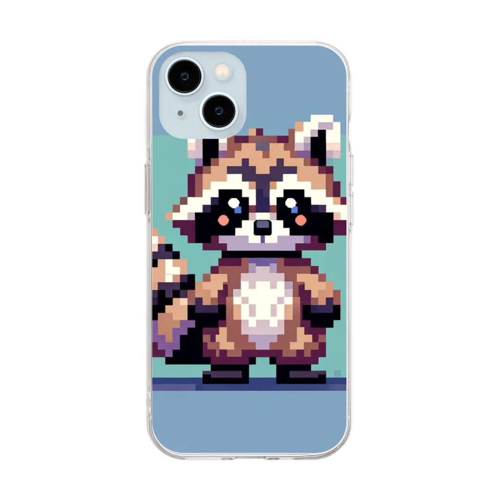 himajinseijin01のドット絵アライグマちゃんTシャツサイズ Soft Clear Smartphone Case