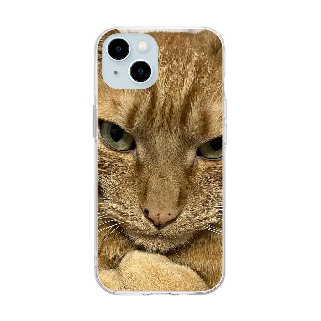 ミシン工房Mayの猫好きトラくんのスマホケース Soft Clear Smartphone Case