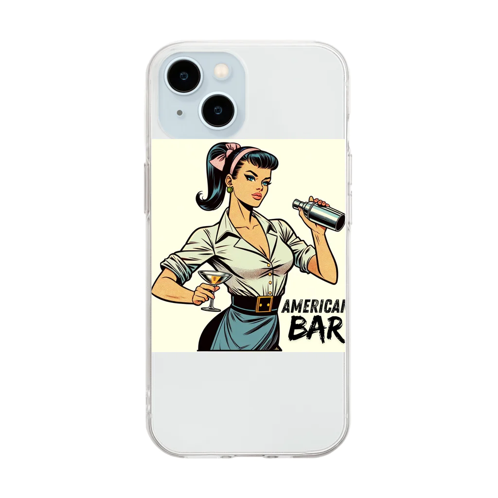 AMERICAN BARのアメコミ風バーテンダー Soft Clear Smartphone Case