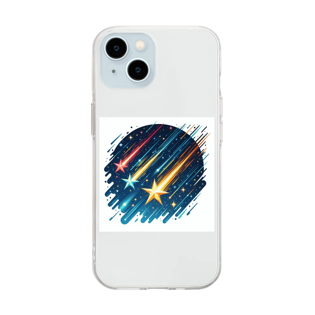 Mizのゆるハウスの3つの流れ星 Soft Clear Smartphone Case