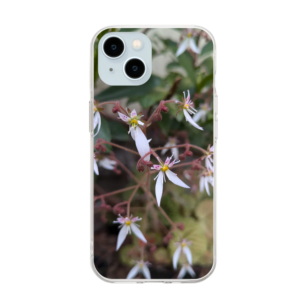 ミクロのユキノシタのお花が可愛らしい〜 Soft Clear Smartphone Case