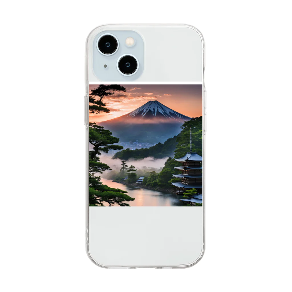 みんな自由の翼の日本の富士山 Soft Clear Smartphone Case