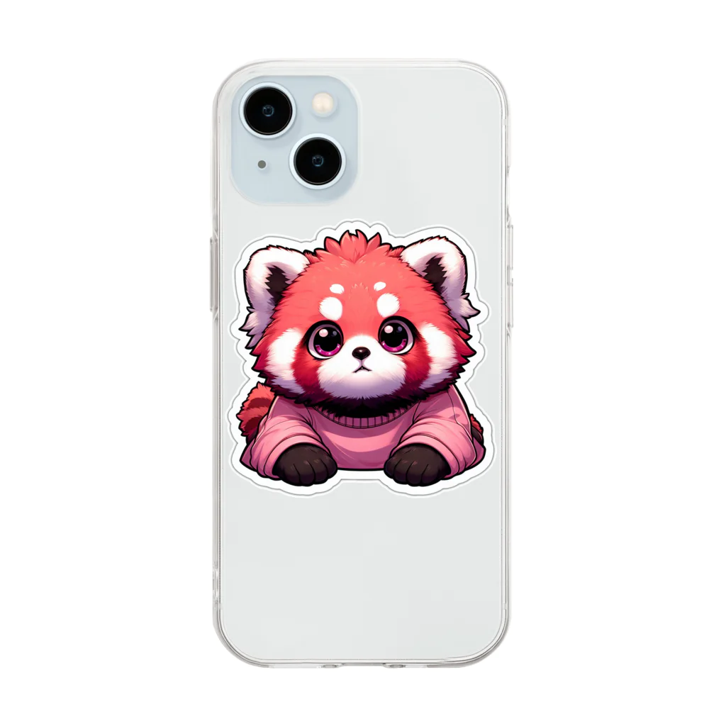 🐾風太🐾のピンクシャツ賛成レッサーパンダ Soft Clear Smartphone Case