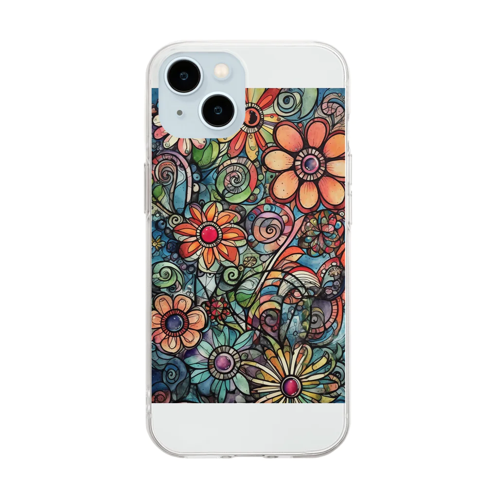 癒し屋（iyashiya）のFlowers１ Soft Clear Smartphone Case