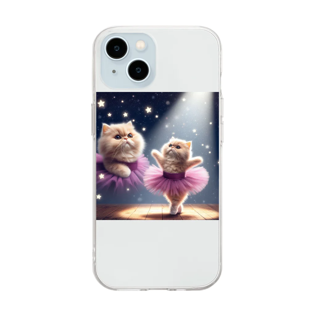 とてもすてきマートの猫バ(パープル) Soft Clear Smartphone Case