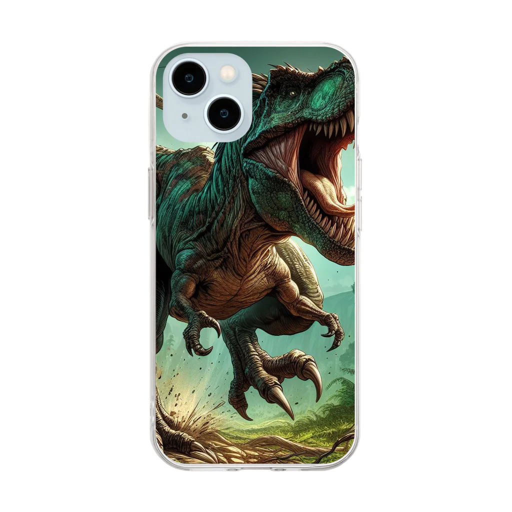 dinosaur_brothersのりあるティラノ② Soft Clear Smartphone Case