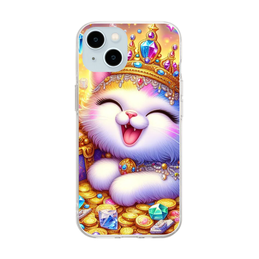 momoart8888の笑いが止まらない猫ちゃん🐈🩷 Soft Clear Smartphone Case