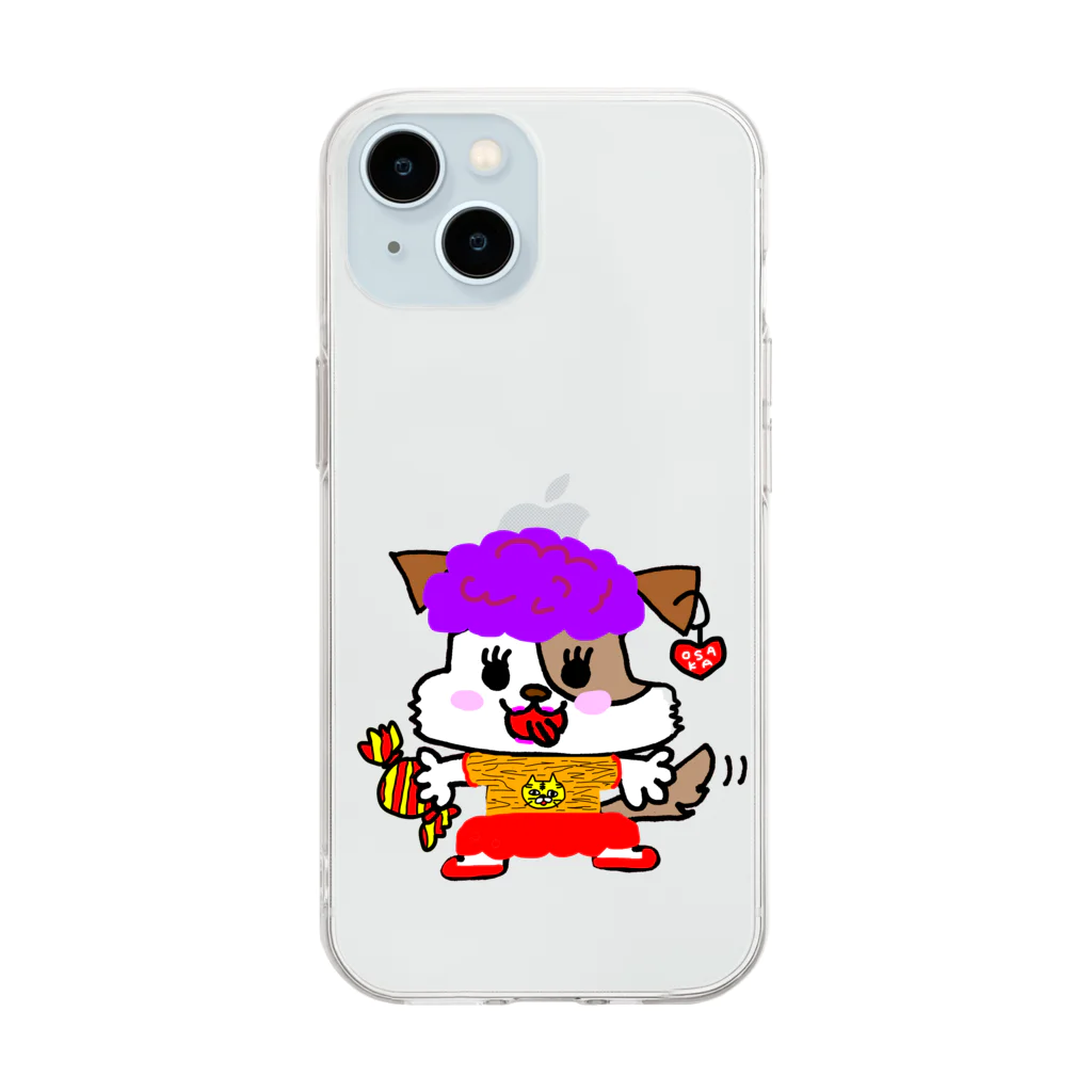 なんかクセになる販売店『あきょん』の大阪のオバワンちゃん Soft Clear Smartphone Case