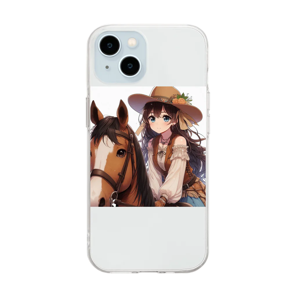 SWQAの乗馬を楽しむお嬢様 Soft Clear Smartphone Case