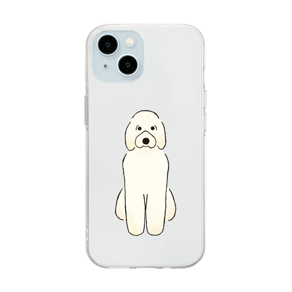 ゆいたっく／犬イラストのおすわりのゴールデンドゥードル Soft Clear Smartphone Case
