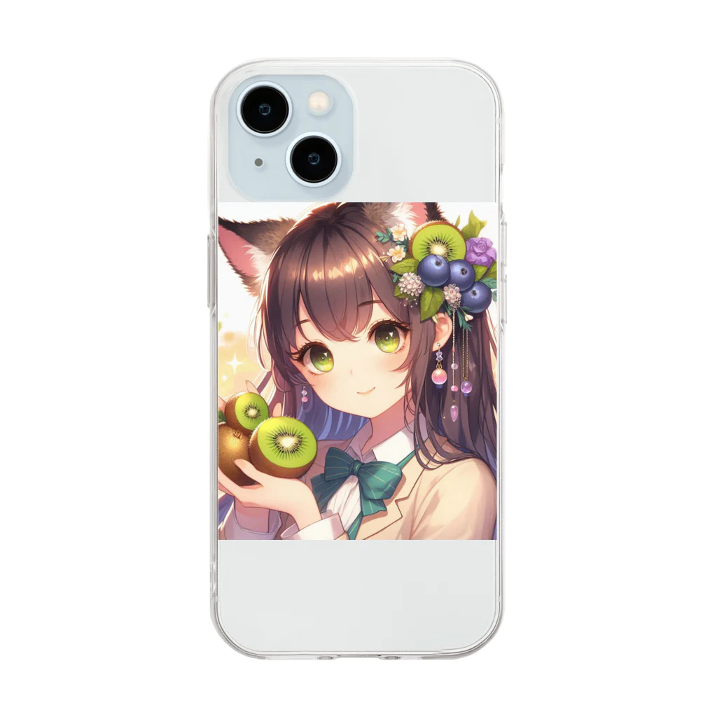 yos-1292583のねこニコばん Soft Clear Smartphone Case