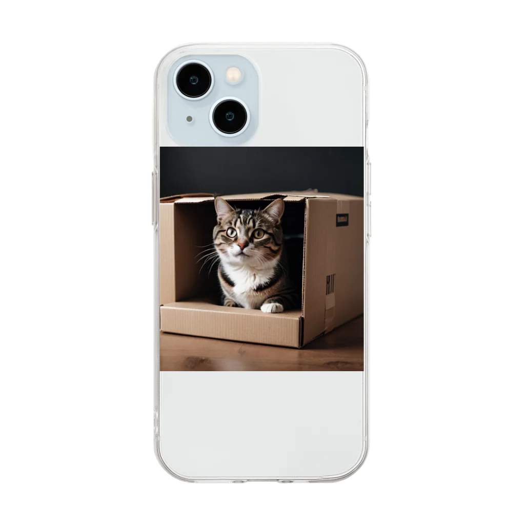 jaguar3のダンボール猫 Soft Clear Smartphone Case