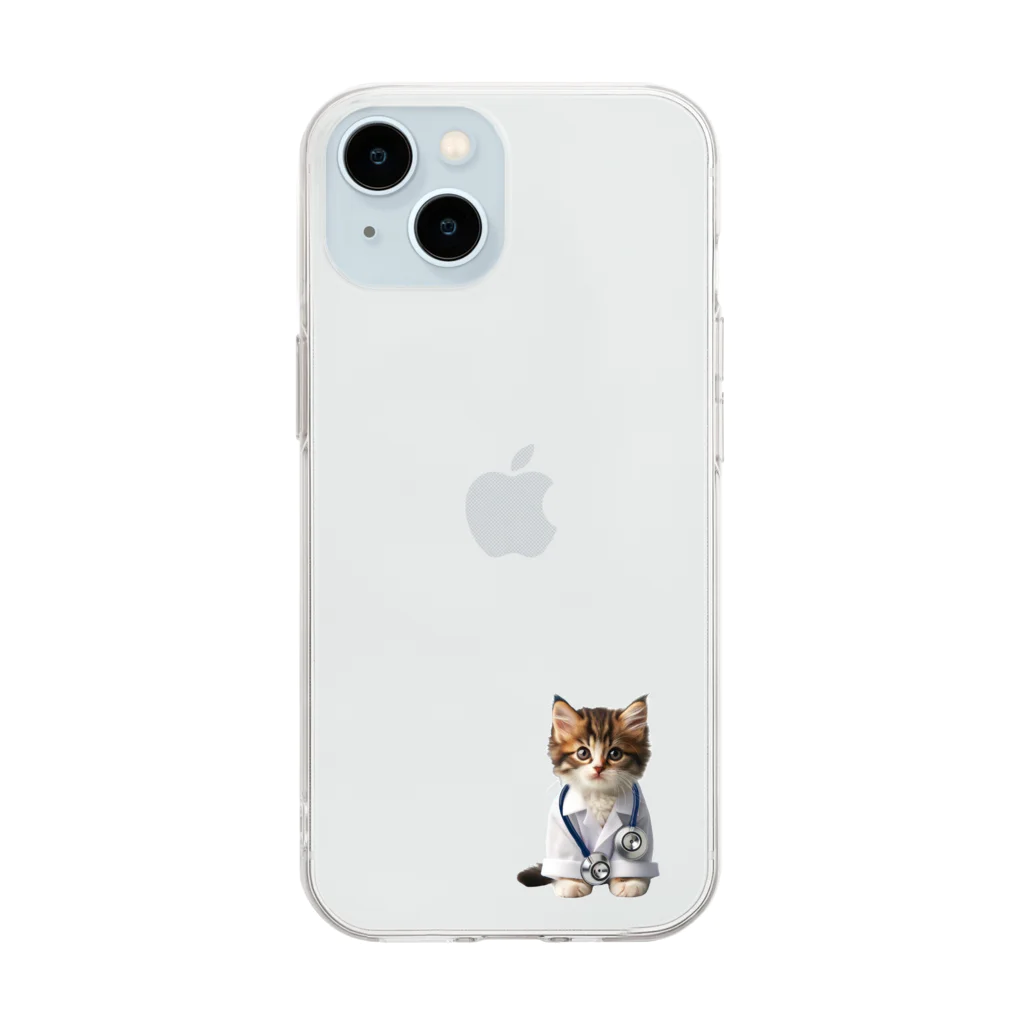 ネコネコ笑店 -Cat Goods Store-のDrねこ丸No1 Soft Clear Smartphone Case