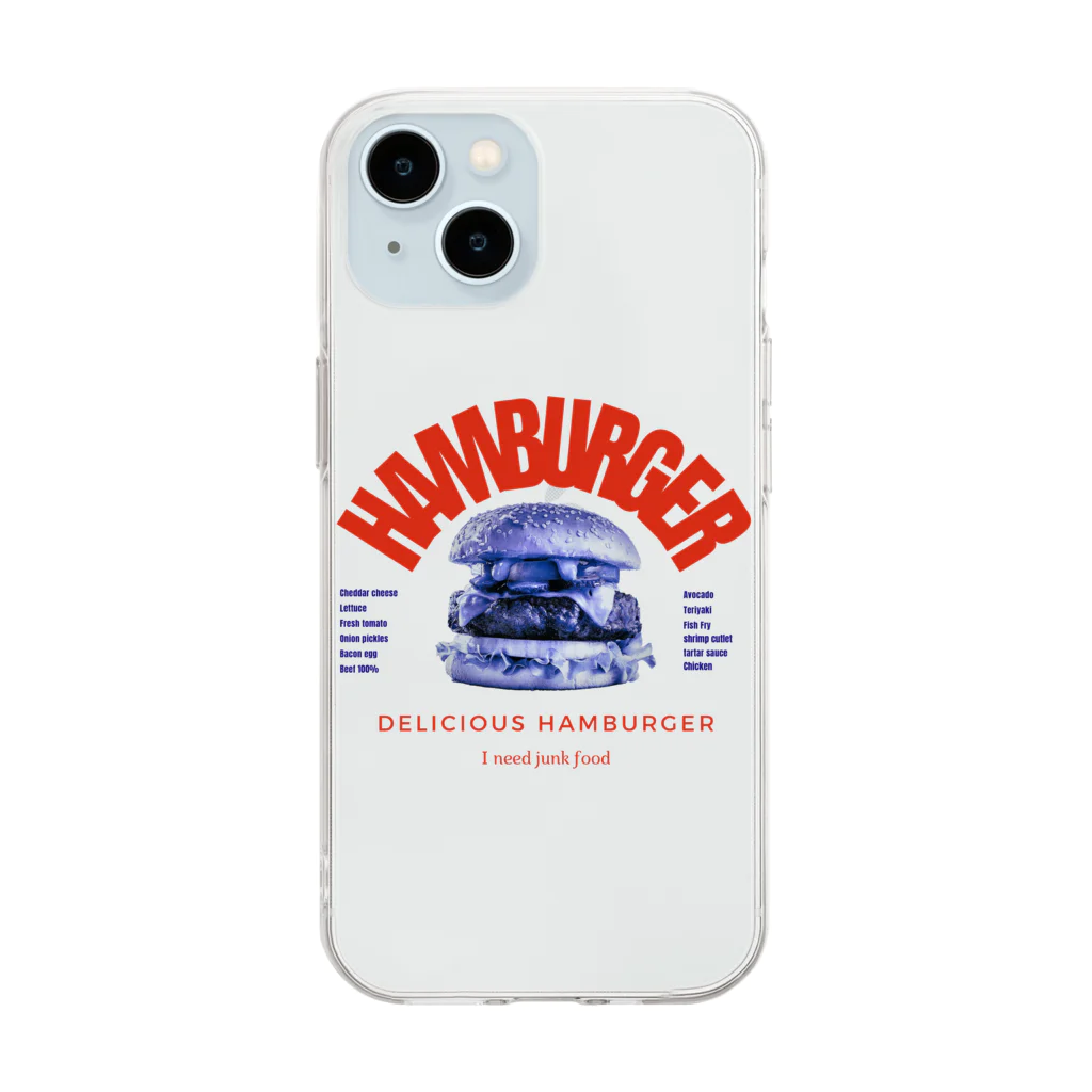 DeliciousHAMBURGERのDelicious HAMBERGER アメカジバーガー🍔小物 Soft Clear Smartphone Case