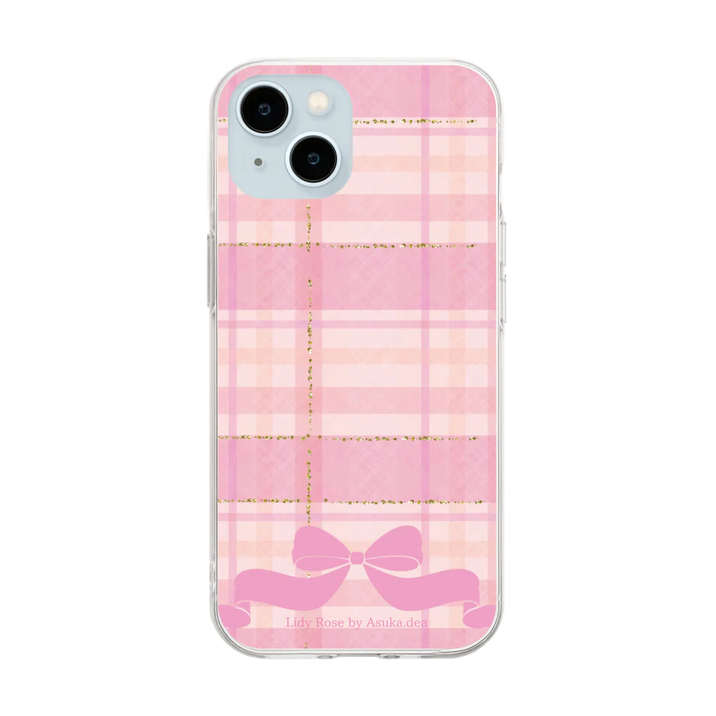 Lidy Rose-リディ ローズ-by女神あすかの大人かわいいチェックリボン Soft Clear Smartphone Case