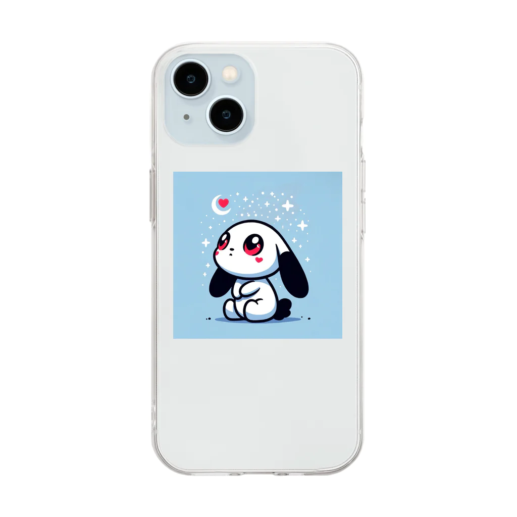 やまとうみとにちじょう【公式】のハートうさぎさん星を見上げる Soft Clear Smartphone Case