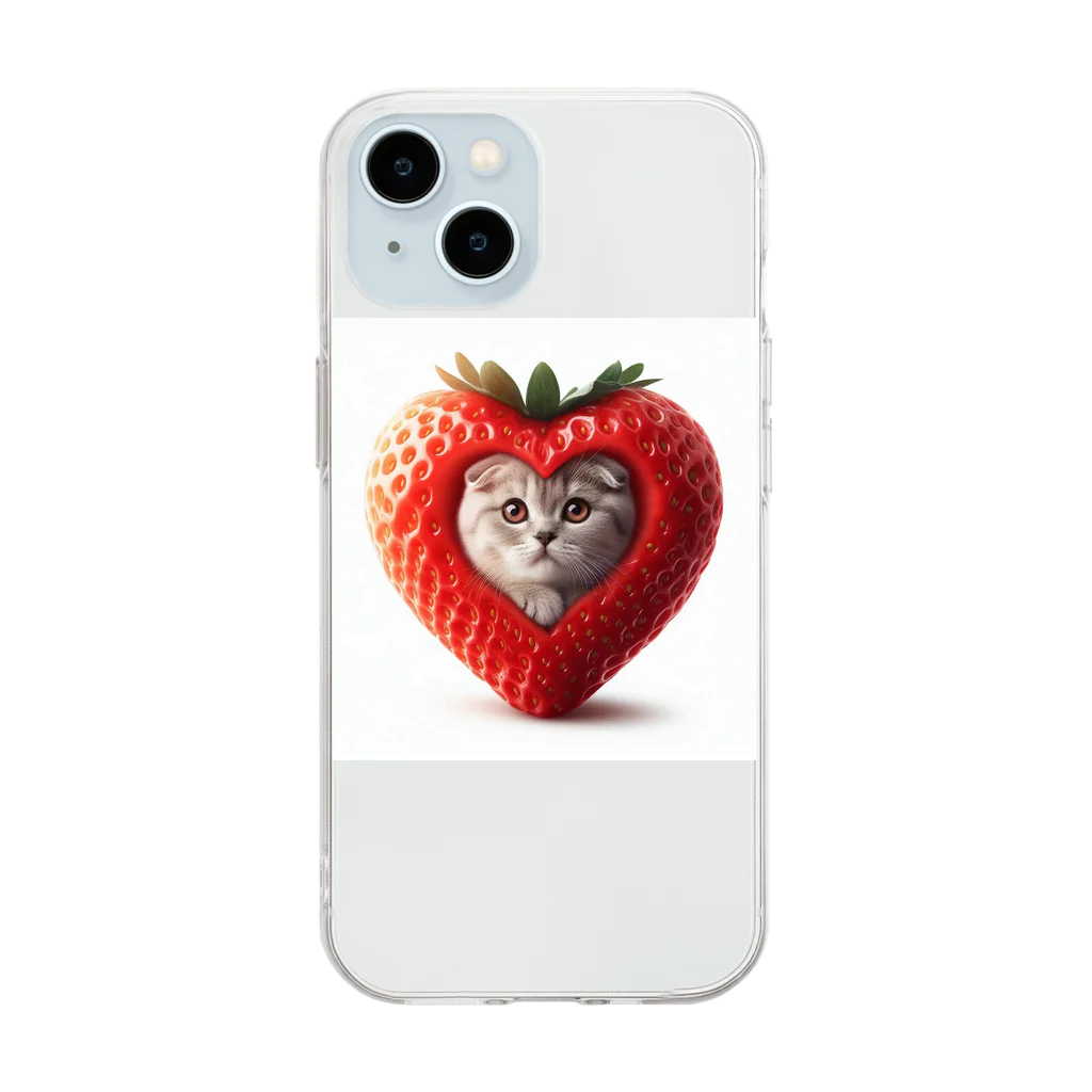 neYunのいちごねこ　すこにゃん Soft Clear Smartphone Case