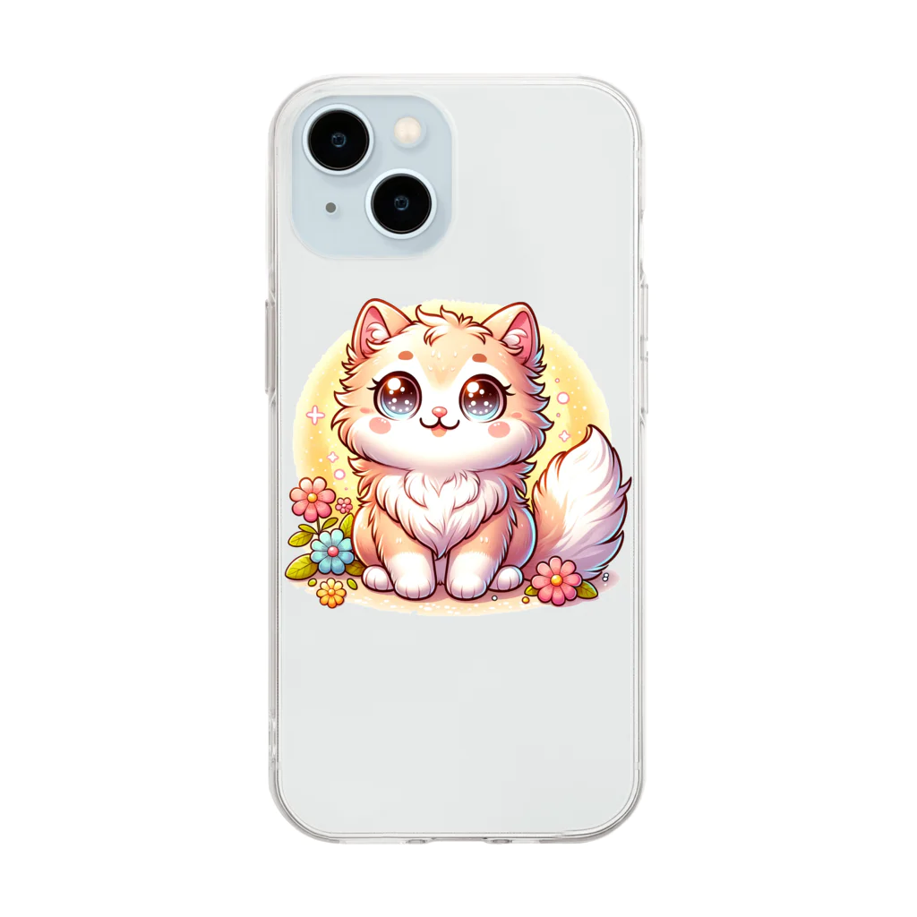 Nekko…🐾の可愛いにゃんこちゃん Soft Clear Smartphone Case