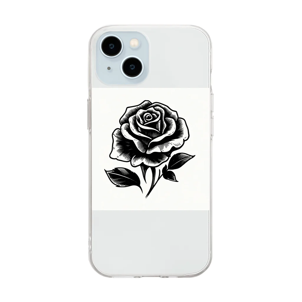 CHRON SHIROの黒い花3 Soft Clear Smartphone Case