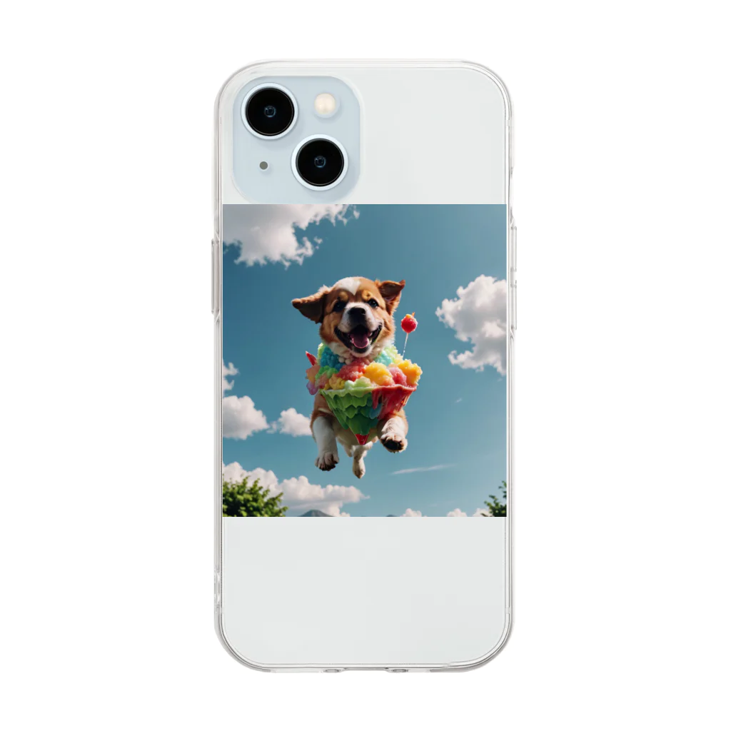 pezupezuの空飛ぶワンダフル犬 Soft Clear Smartphone Case