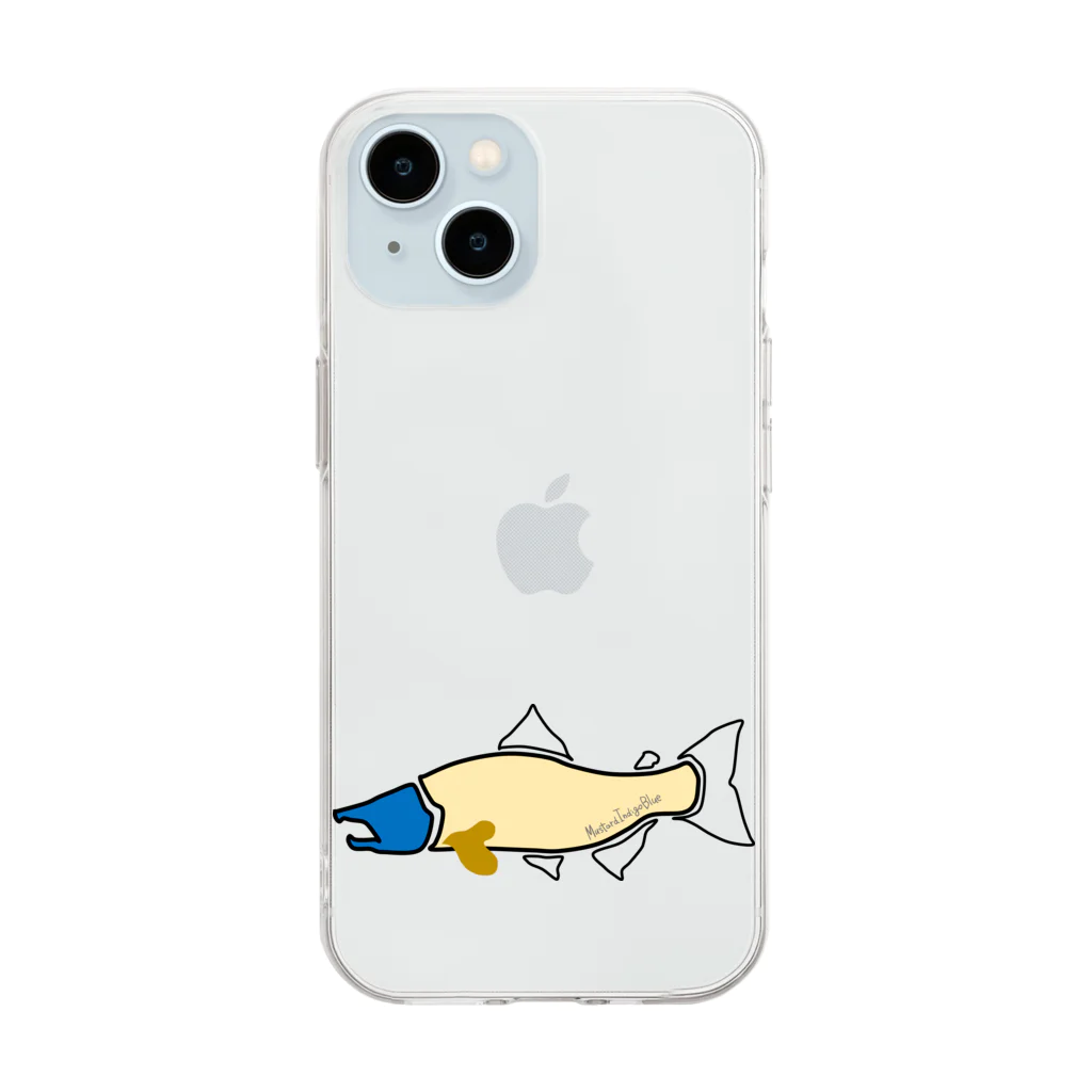 Mustard_Indigo_Blueのサーモン×ブルーヘッド Soft Clear Smartphone Case