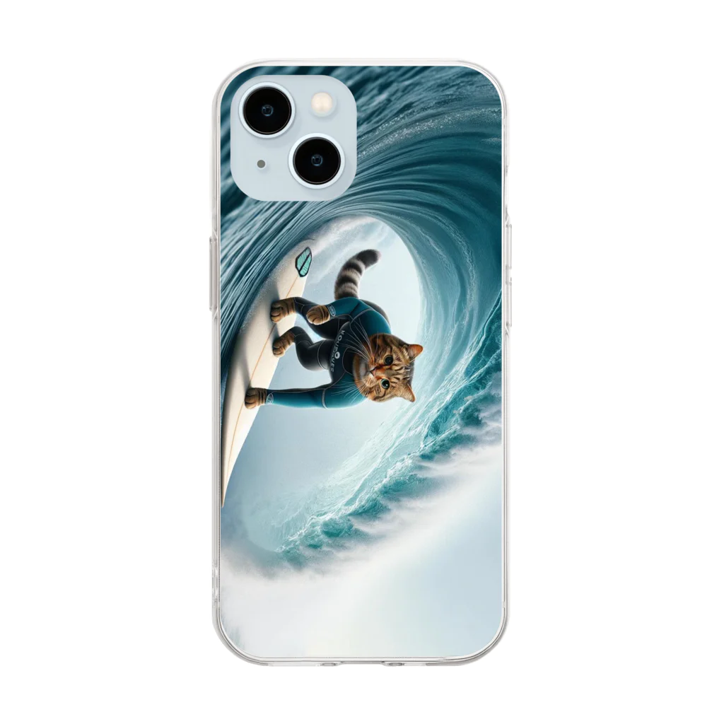 dekajiiのSTRAY CAT in the surf Soft Clear Smartphone Case