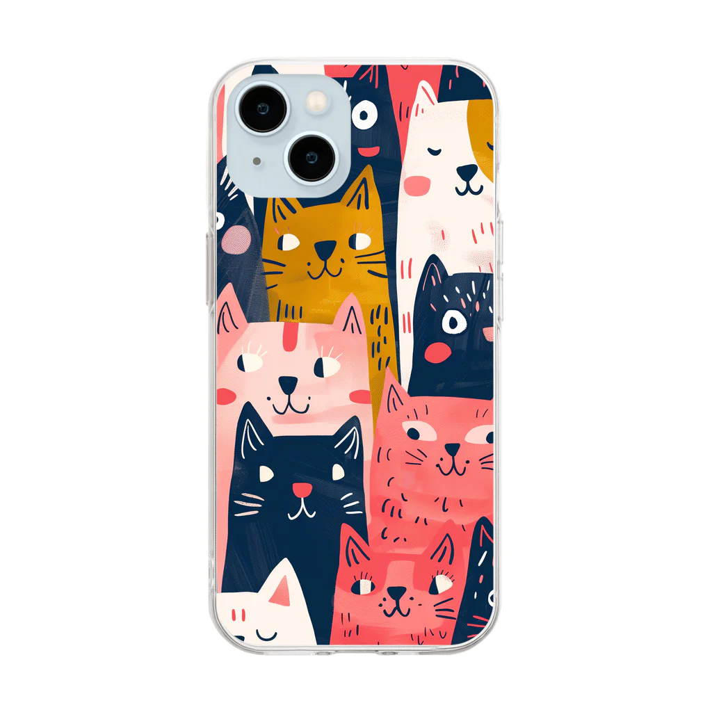 Wood Berries（森と幻想の館）の集合（ねこ？） Soft Clear Smartphone Case