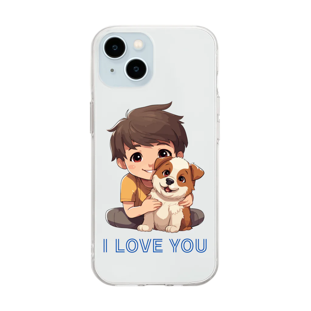 AwagoModeのI LOVE YOU(Dog&Boy) (39) Soft Clear Smartphone Case
