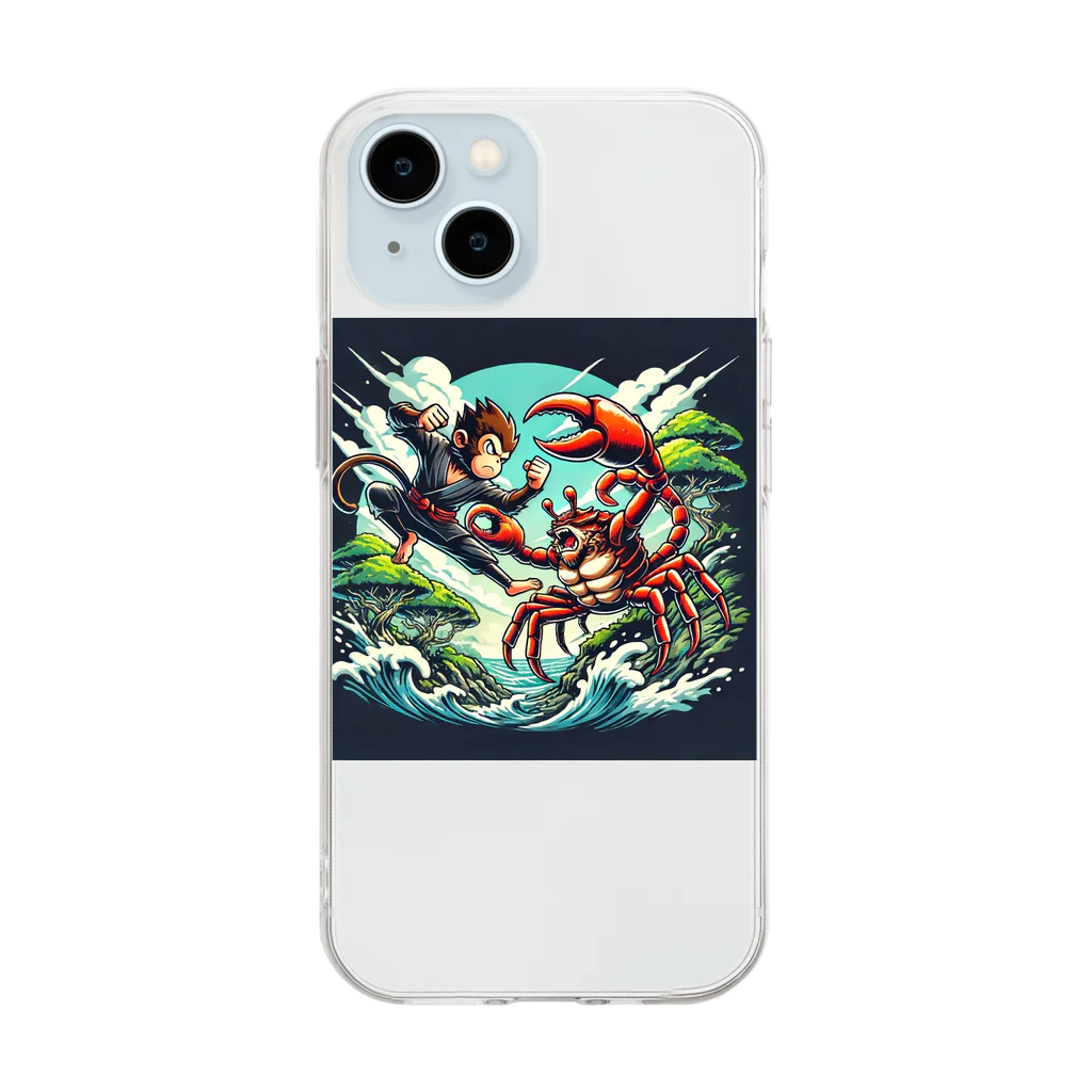 海の幸の猿蟹合戦 Soft Clear Smartphone Case